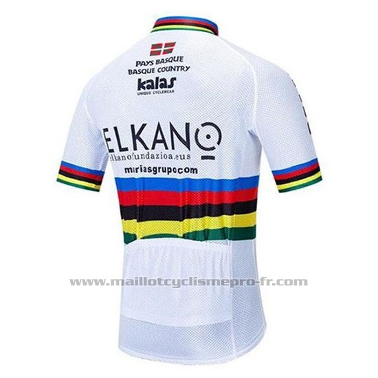 2020 Maillot Cyclisme UCI Monde Champion Euskadi Murias Blanc Manches Courtes et Cuissard